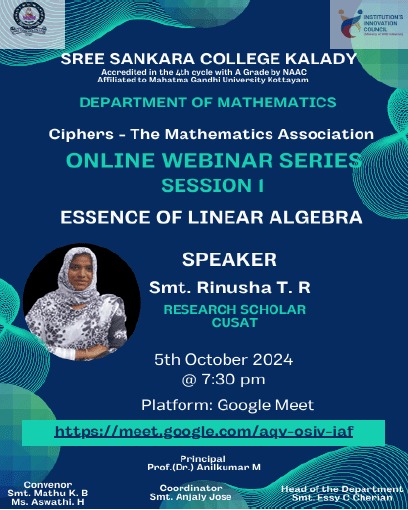 WEBINAR SERIES – 1; ESSENCE OF LINEAR ALGEBRA